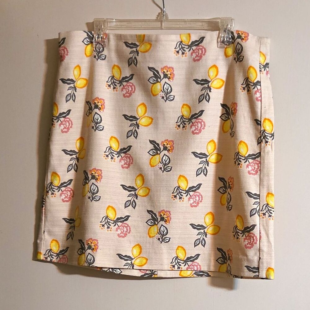 LOFT Outlet Women’s 14 Beige Floral Tweed A-Line Short Lined Zip Skirt